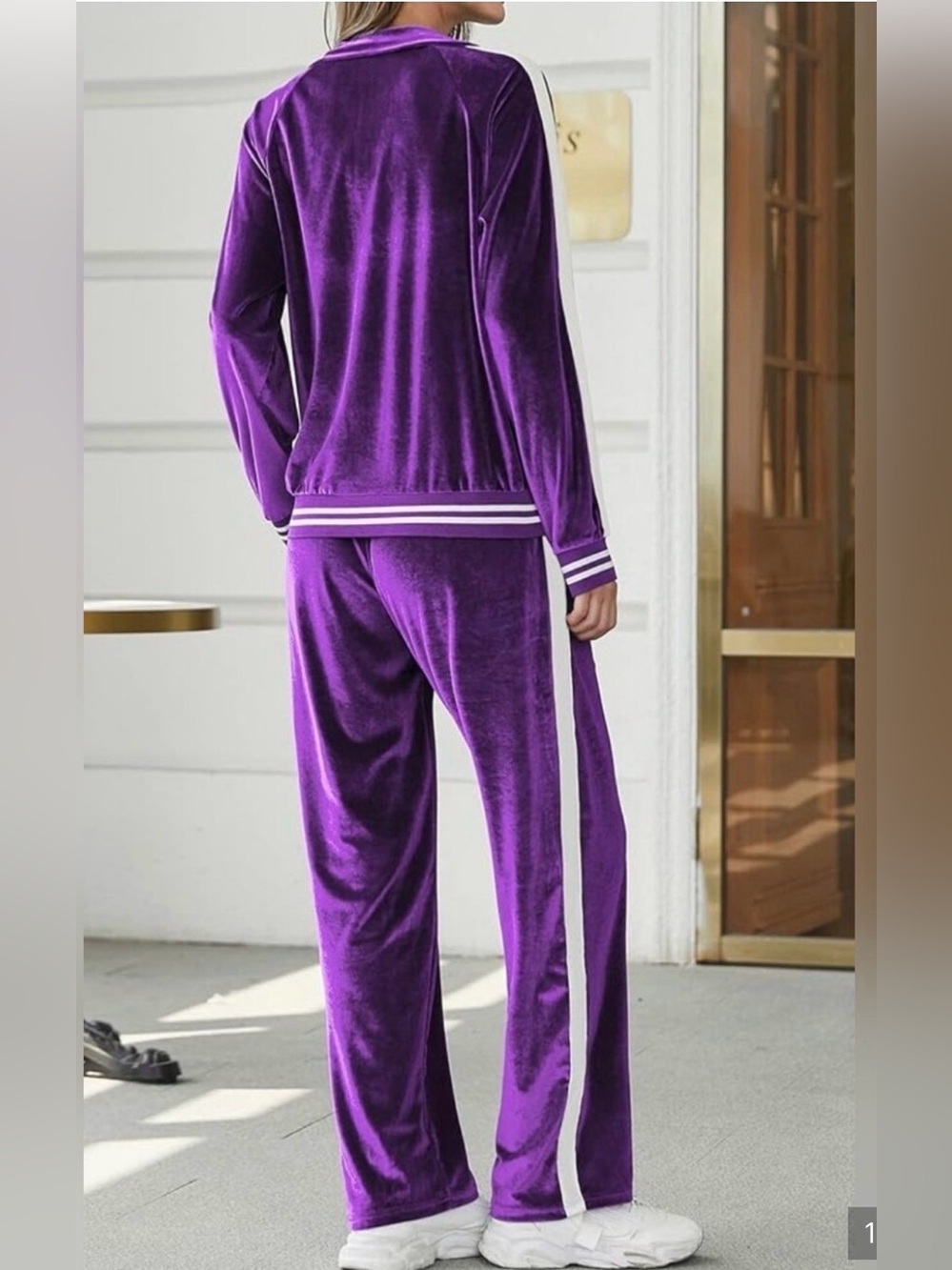 Women's Purple Velvet Track SET - Picture 2 of 3